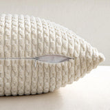 MIULEE Pack of 2 Decorative Throw Pillow Covers 18x18 Inch Soft Boho Striped Textured Corduroy Pillow Covers Modern Farmhouse Home Decor for Couch Bed Sofa Living Room Cream White MIULEE