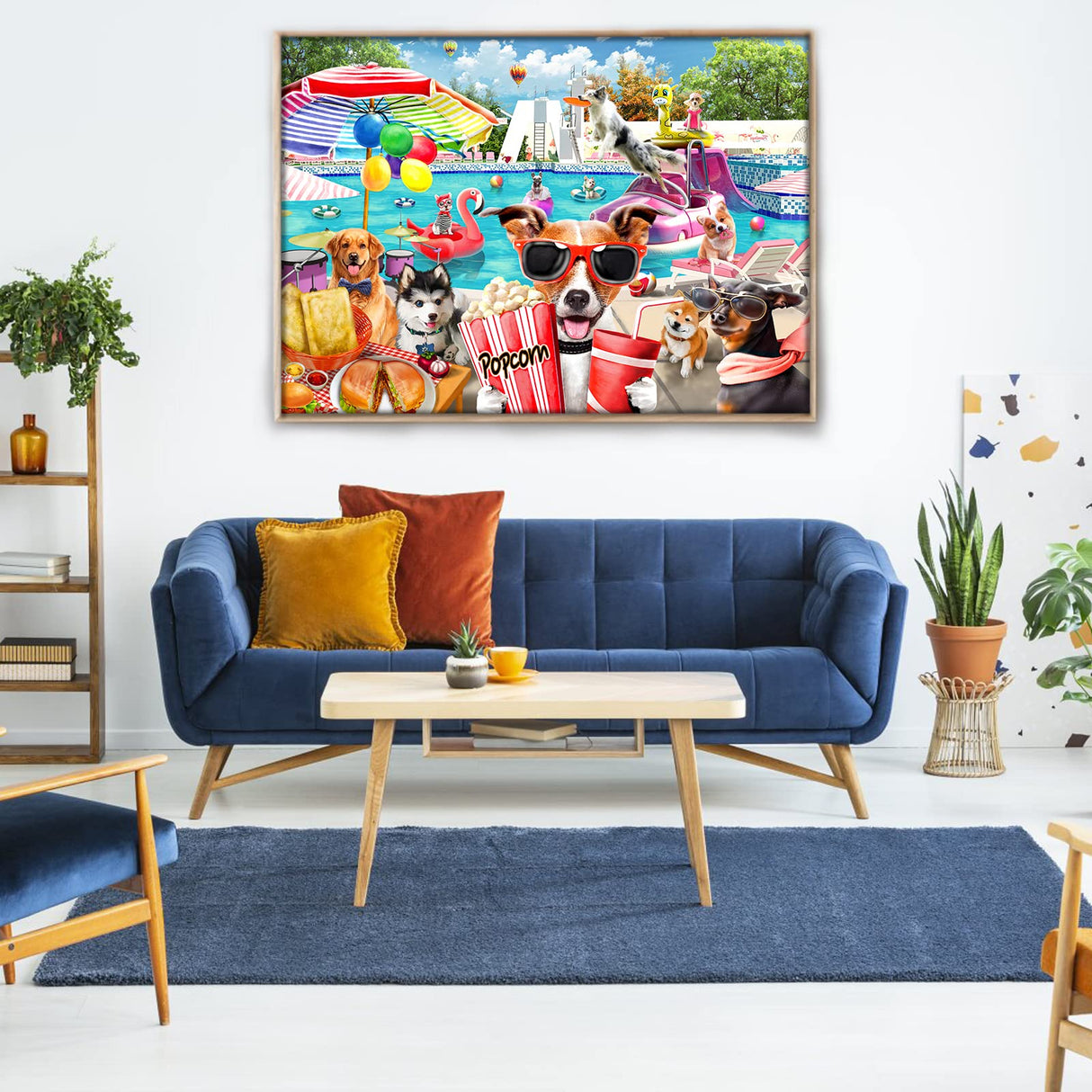 HUADADA Jigsaw Puzzles for Adults 1000 Pieces, Dogs Pool Party Interlock Perfectly No Dust, Home Decors Family Challenge Toys for Men Women Elders Seniors (27.5"x19.6"), 1:1 Poster HUADADA