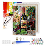 Lxmsja Red Wine Paint by Numbers Kit for Adults, Acrylic Green Leaf Paint by Numbers for Adults Beginner, DIY Craft Supplies Oil Painting Kits for Home Wall Decor 12x16 inch (Framed) Lxmsja