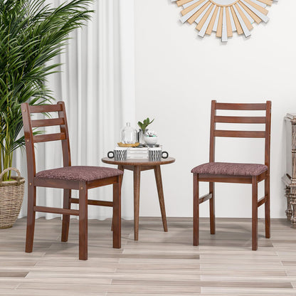 Giantex Wooden Dining Chairs Walnut Set of 2, Farmhouse Kitchen Chairs with Rubber Wood Frame, Mid-Century Dining Chair with Padded Seat, Armless