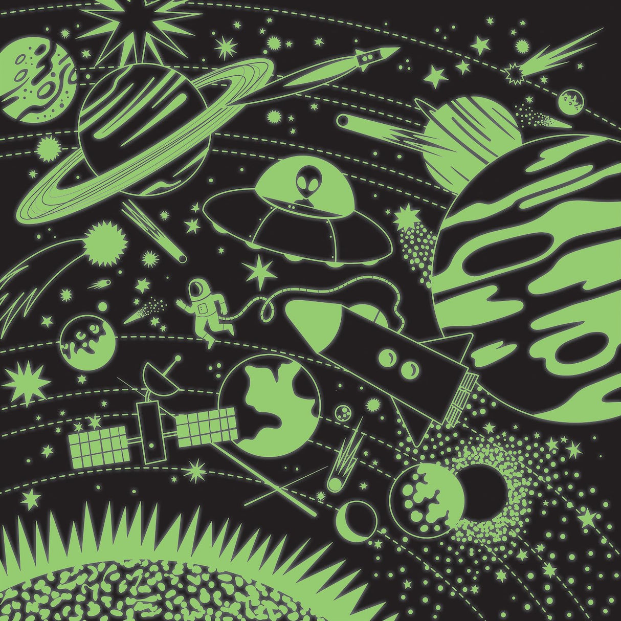 Mudpuppy Space Illuminated 500 Piece Glow in the Dark Jigsaw Puzzle for Kids and Families, Family Puzzle with Glow in the Dark Space Theme Mudpuppy