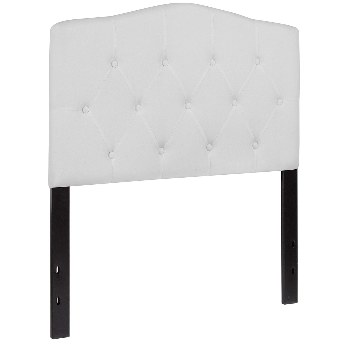 EMMA + OLIVER Tufted Upholstered Twin Size Headboard in White Fabric EMMA + OLIVER