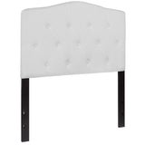 EMMA + OLIVER Tufted Upholstered Twin Size Headboard in White Fabric EMMA + OLIVER