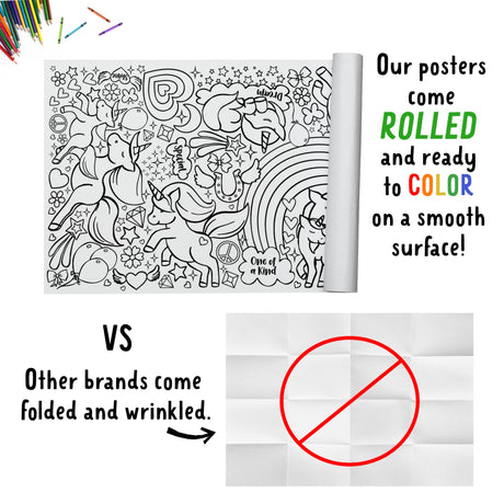 Tiny Expressions Unicorn Coloring Poster for Kids - Rolled, No Creases 30" x 72" Large Coloring Tablecoth for Unicorn-Themed Birthday Parties - Magical Party Decorations for Girls Tiny Expressions