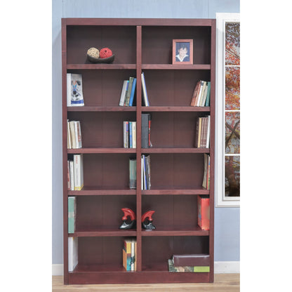 84" Cherry Finish Double Wide Bookcase with 10 Adjustable Shelves by Concepts In Wood - WoodArtSupply