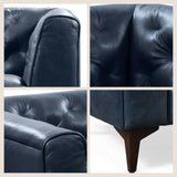 POLY & BARK Essex Leather Couch - 89-Inch Sofa with Tufted Back - Full-Grain Leather Sofa for Living Room with Feather-Down Topper - Living Room Couch - Vintage Italian Leather in Midnight Blue POLY & BARK