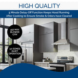 Broan-NuTone BWP2304SS 30-inch Wall-Mount Convertible Chimney-Style Pyramidal Range Hood with 3-Speed Exhaust Fan and Light, Stainless Steel Broan-NuTone