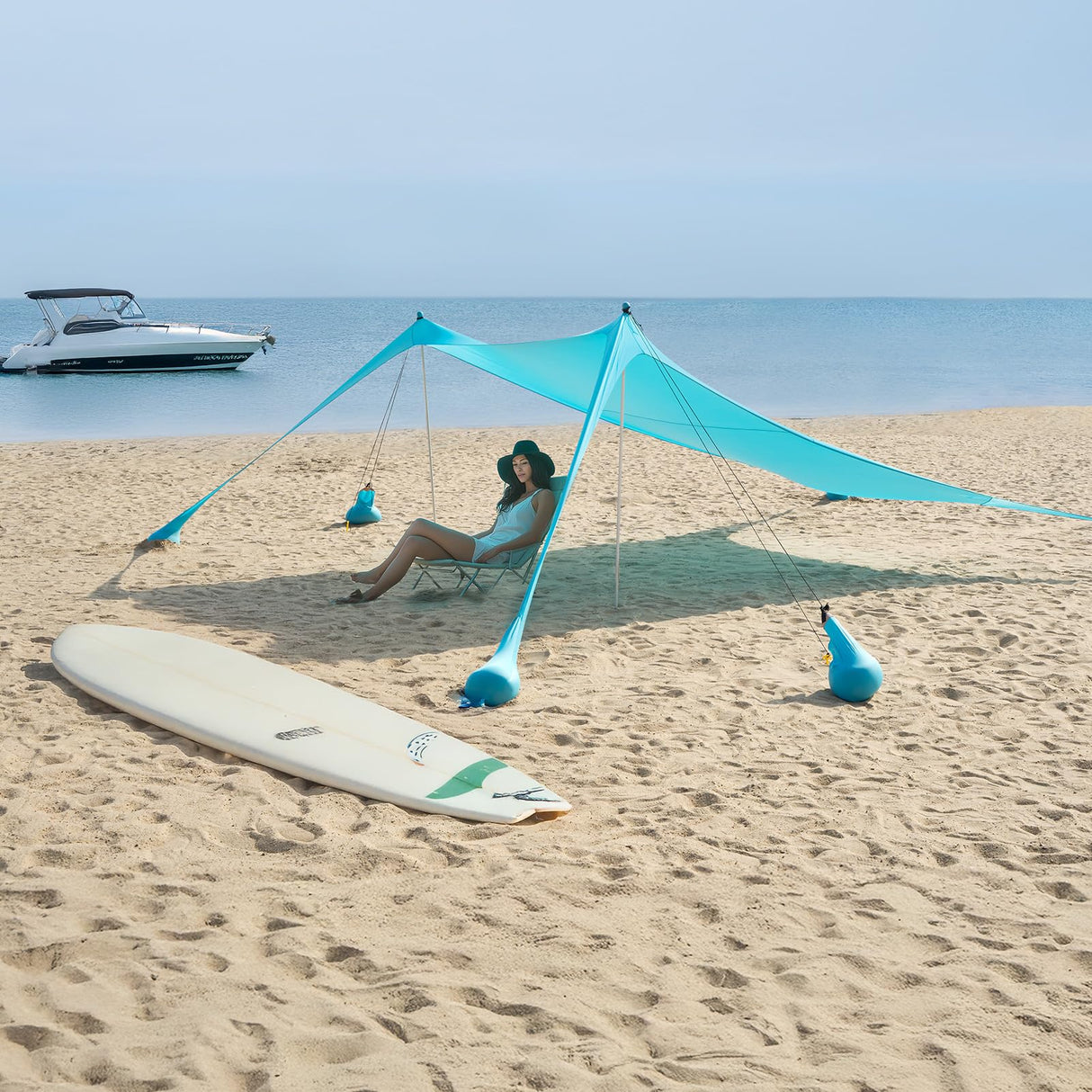 WILDPATH Beach Tent Sun Shelter 10 x 10FT, UPF 50+ Protection Beach Shade Canopy with 8 Sandbags, Eazy Up Portable Canopy Tent for Beach, Camping, Fishing, Backyard WILDPATH