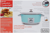 BLACK+DECKER 7-Quart Slow Cooker, SC2007D, Lid Holder, 3 Heat Settings, Extra Large Handles, Dishwasher Safe, Teal BLACK+DECKER