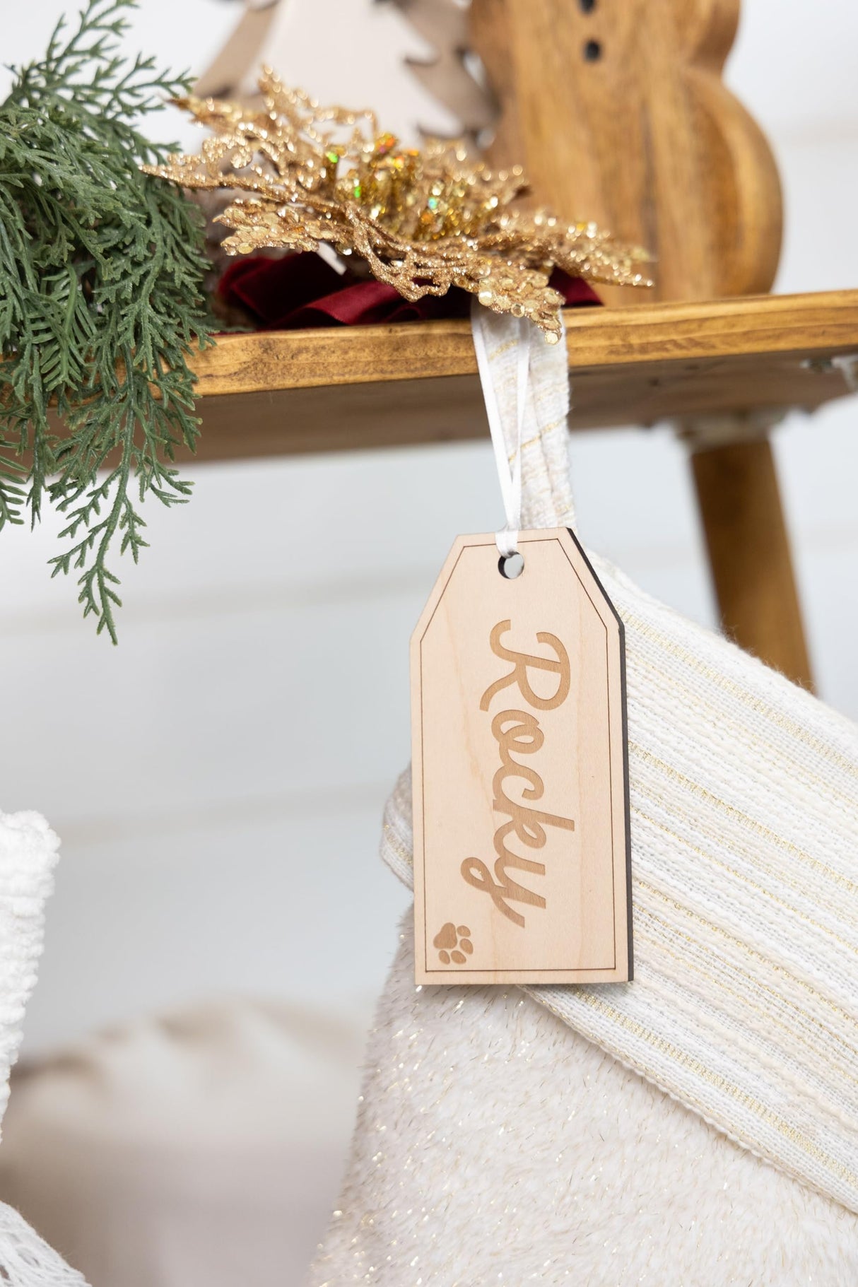 Engraved Christmas Stocking Tags | Stocking Name Tags | Personalized Stocking Tags | Family Stockings | Name Tags Wooden | Stocking Gift Tag WoodArtSupply