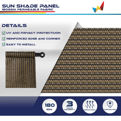 Windscreen4less 12'x18' Outdoor Pergola Replacement Shade Cover Canopy for Patio Privacy Shade Screen Panel with Grommets on 2 Sides Includes Weighted Rods Breathable UV Block Brown