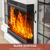 Breezestival Fireplace TV Stand with All-Sided Glass Electric Fireplace,59'' Entertainment Center with Farmhouse Glass Door Storage Cabinet, for TVs up to 65", White Breezestival
