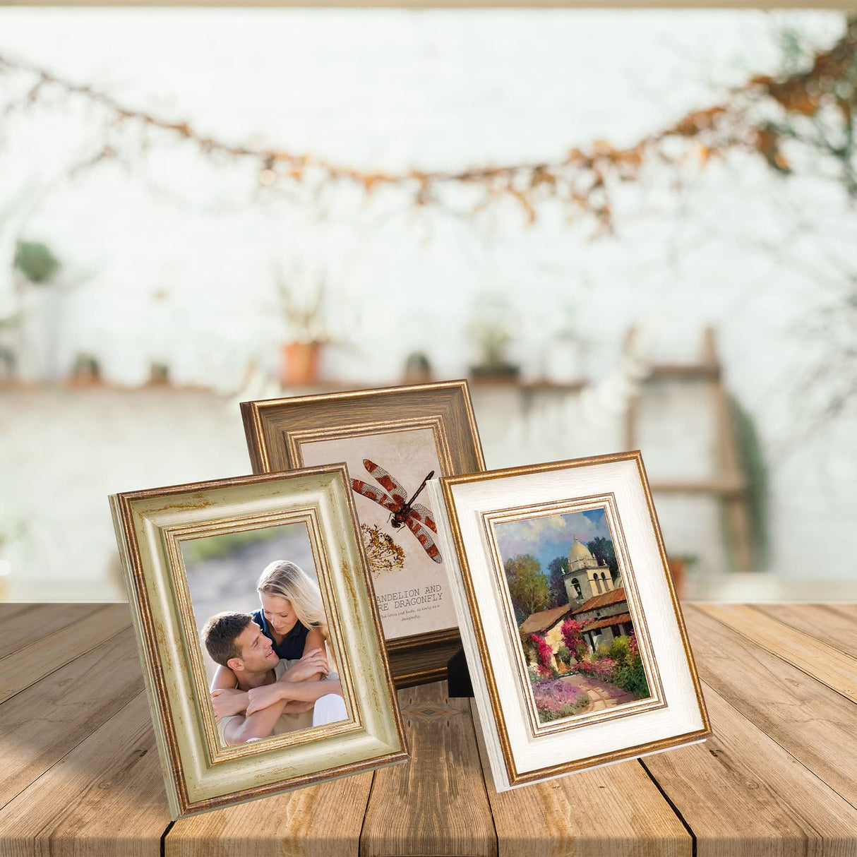 XUANLUO 3 Pack 4x6 Inch Farmhouse Rustic Picture Frame Sets Distressed Farmhouse Plastic Frame with HD plastic cover for Wall Mount or Tabletop Display XUANLUO