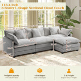 113.4" Modular Sectional Sofa,L Shaped Couch for Living Room,Modern Deep Seat Sofa 3 Seater Chenille Fabric Comfy Cloud Couches with Throw Pillows & Movable Ottoman Hanherry