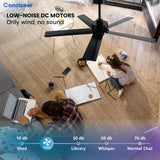 Conciseer Modern Ceiling Fans with Lights,52 Inch Ceiling Fans with Remote for Bedroom Living Room Kitchen, 18W 3CCT Dimmable，5 Blades 6 Speed Reversible Quiet DC Motor Black Conciseer