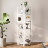 IRCPEN 6 Tier Corner Shelf with LED Light, 66.5'' Tall Standing Shelf, Narrow Display Shelf Stand, Modern Corner Bookshelf, Plant Stand, Corner Bookcase for Living Room, Bedroom, Small Space LCS502WE IRCPEN