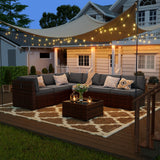 Amopatio 7 Pieces Patio Furniture Set, Outdoor Furniture Sectional Sofa Set with Slanted Back, Patio Couch with Glass Coffee Table for Backyard Dark Grey (1 Waterproof Cover) Amopatio