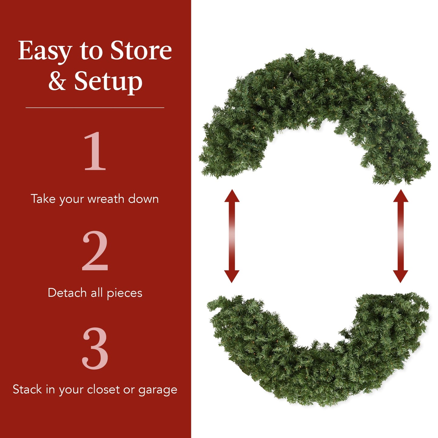 Best Choice Products 60in Large Artificial Pre-Lit Fir Christmas Wreath Holiday Accent Decoration for Door, Mantel w/Red Lighted Bow, 375 LED Lights, 930 PVC Tips, Power Plug-in