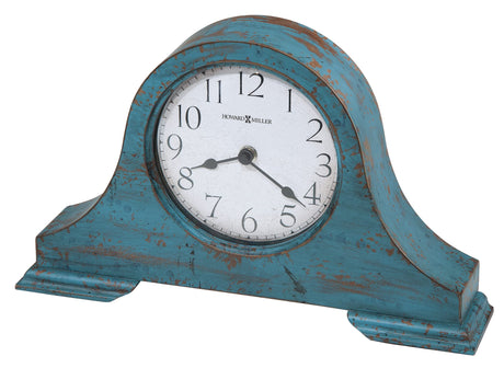 Howard Miller Tamson Mantel Clock 635-181 – Worn Teal Blue Finish, Vintage Wooden Design, Felted Base, Worn Arabic Numerals, Rustic Home Decor, Quartz Movement Howard Miller
