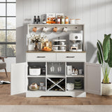 Buffet Cabinet with Storage,Sideboard Kitchen Storage Cabinet41.7 L x15.5 W x 47" H Farmhouse Coffee Bar Cabinet, with 2 Drawers and Shelves,Coffee Station Home Liquor Bar,White Mufico