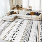 BESTSWEETIE 8x10 Area Rugs for Living Room Washable Moroccan Farmhouse Neutral Geometric Low Pile Non-Slip Soft Print Pattern Rug for Bedroom Kitchen Dining Room Entryway Black/Brown BESTSWEETIE