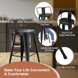 ALISH 24 Inch Bar Stools Set of 4, Industrial Metal Barstools Farmhouse Bar Chairs with Large Seat for Kitchen Island (24 Inch, Black) ALISH