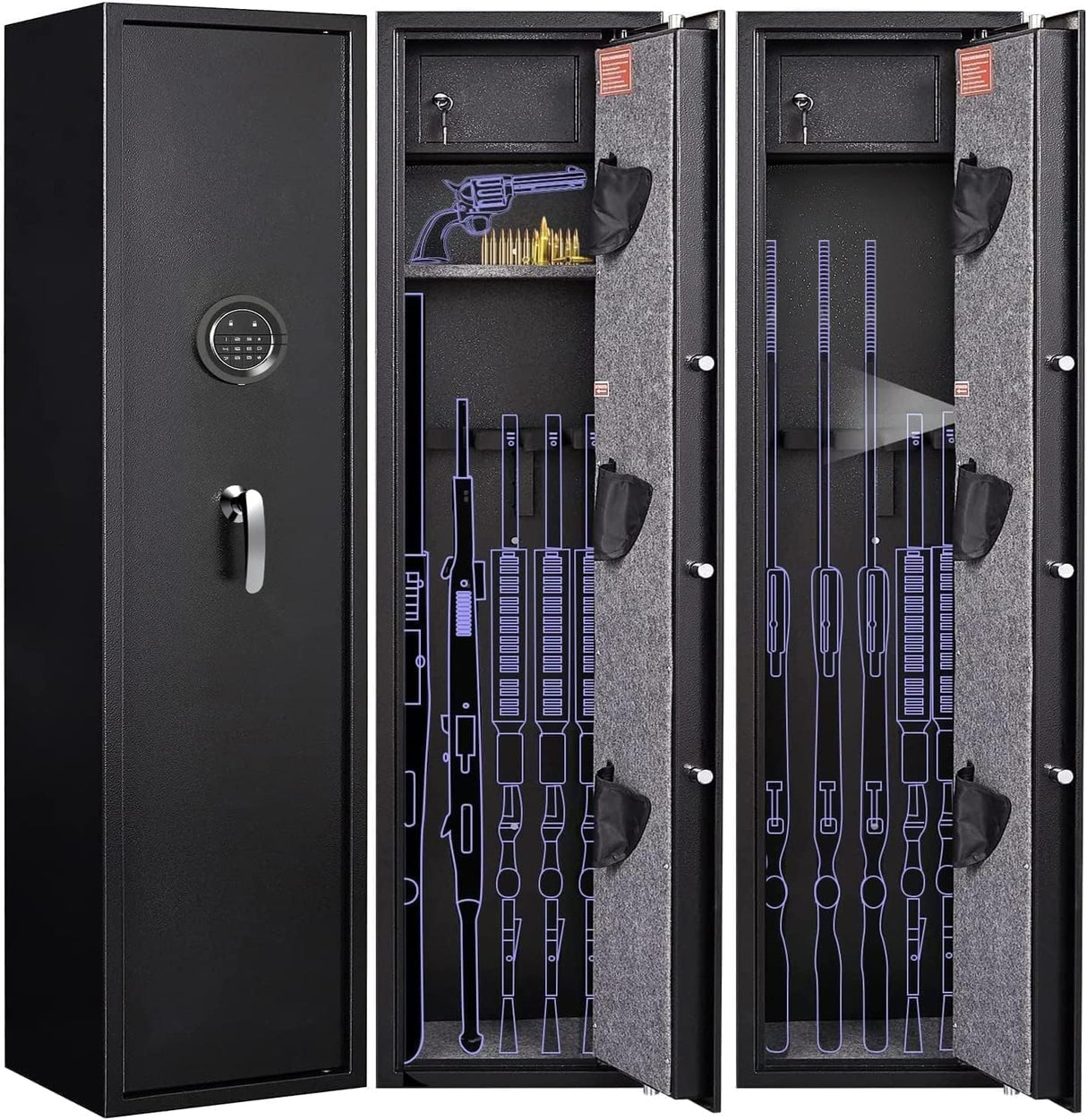 MARCREE Digital Password Long Gun Safes,Rifle Gun Safe Quick Access 5 Gun Storage Cabinet for Home Rifles Shotguns, Adjustable Support Frame, Removable Shelf, for Rifles Shotguns Pistols Marcree