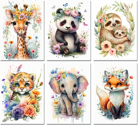 Meothan 6 Pack Diamond Painting Kits, Animal Diamond Art Kits for Adults Full Drill Diamond Paintings Kits for Adults Beginners DIY Animal Diamond Painting Set Gem Art Wall Decor 9.8x13.8inch Meothan