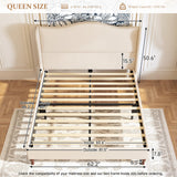 koorlian Queen Size Bed Frame Upholstered Platform Bed with 51" Tall Headboard Wingback, Soft Fabric, Retro Simple Style Platform Bed No Box Spring Needed, Easy Assembly, Beige koorlian