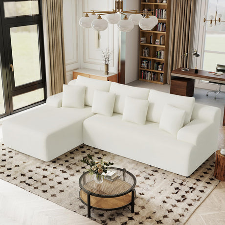 Daluvenix 107" Modern Boneless Couch with L - Shaped Chaise, Comfy Chenille Modular Sectional Sofa Daluvenix