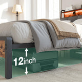 Novilla Queen Size Bed Frame With Headboard, Metal Frame With Lights & Charging, 12 Inches Storage Space, Heavy Duty Steel Slat Support, No Box Spring Needed Novilla