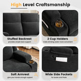 RIHEREFY Loveseat Recliner Sofa, Double Recliner Loveseat with Adjustable Footrest & Cup Holder, Wall Hugger Sofa for Living Room & Home Theater & RV(Black) RIHEREFY