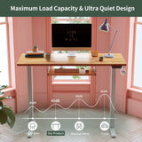 FEZIBO Standing Desk with Keyboard Tray, 55 × 24 Inches Electric Height Adjustable Desk, Sit Stand Up Desk, Computer Office Desk, Light Rustic FEZIBO