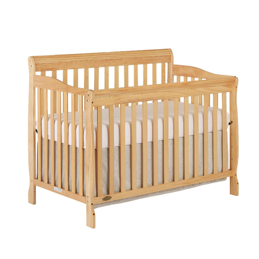 Dream On Me Ashton 4-In-1 Convertible Crib In Natural, Greenguard Gold, JPMA Certified, Non-Toxic Finishes, Features 4 Mattress Height Settings, Made Of Solid Pinewood