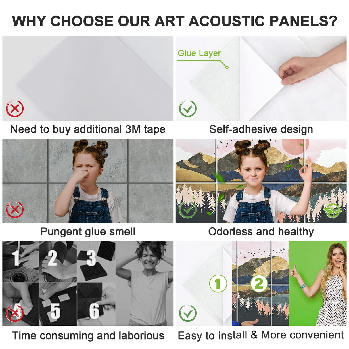 Tutmyrea Art Acoustic Panels, 48"X32" Self-adhesive Sound Proofing Padding, 8 Pack Acoustical Soundproof Wall Panels, Decorative Sound Absorbing Panels for Home & Office (Mountain Tree) Tutmyrea