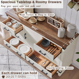 RedLemon Farmhouse 8 Drawers Dresser for Bedroom, Wood Large Chest of Drawers with Thick Plank, Rustic Dresser for Bedroom, Living Room, Antique White RedLemon