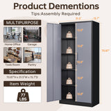 AFAIF Metal Storage Cabinet with Lock,71" Garage Cabinet with 2 Doors and 4 Adjustable Shelves, Steel Locking Cabinets Tall Tool Storage Cabinet, Lockable File Cabinet for Home Office, Pantry AFAIF