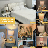 OYEARS 19” Boho Table Lamps Bedroom Living Room,Suitable for Small Space,Farmhouse Rattan Lamp Rustic Egg Design Resin Nightstand Bedside Lamps for Bedroom Living Room Office Study Rest Decor OYEARS