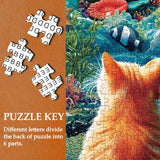 Cat Kitten Puzzle for Adults 1000 Pieces, Funny Cute Jigsaw Puzzle, Fish Flower Book Puzzle BBOLDIN