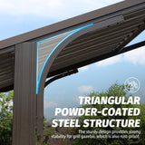 Domi Hardtop Grill Gazebo 8x5FT, Grill Canopy for Outdoor Grill w/Double Galvanized Steel Roof, 2 Side Shelves and Ceiling Hooks, BBQ Gazebo Grill Tent for Patio Garden Backyard, Brown domi outdoor living