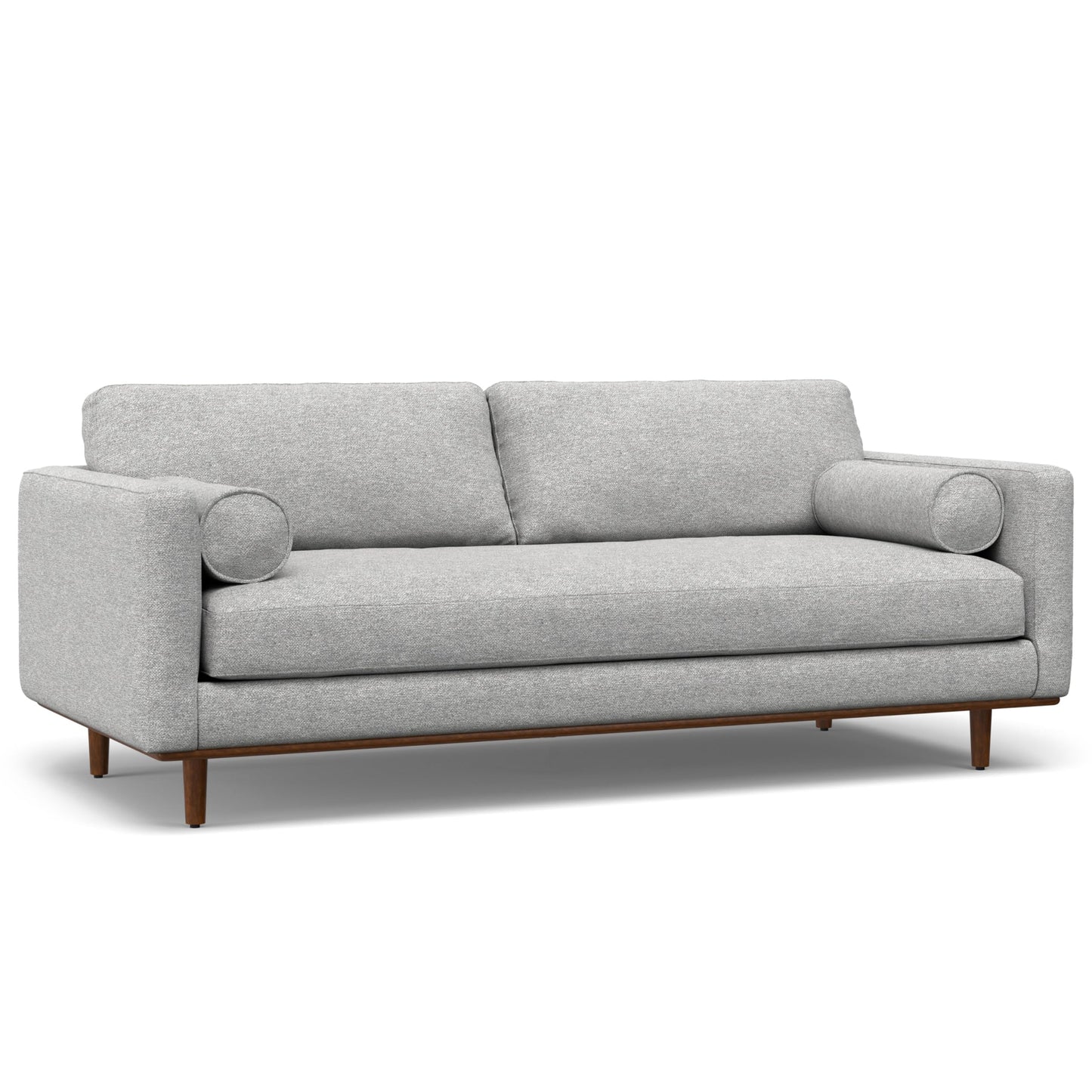 SIMPLIHOME Morrison Mid-Century Modern 89 Inch Wide Sofa in Mist Grey Woven-Blend Fabric, For the Living Room and Family Room