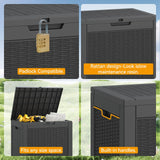 KAMABOKO 31 Gallon Outdoor Storage Box, Resin Deck Boxes Indoor and outdoor, Waterproof Storage Box Lockable Lid for Garden Tools, Package Delivery, Pool Supplies, Patio Cushions, Black KAMABOKO