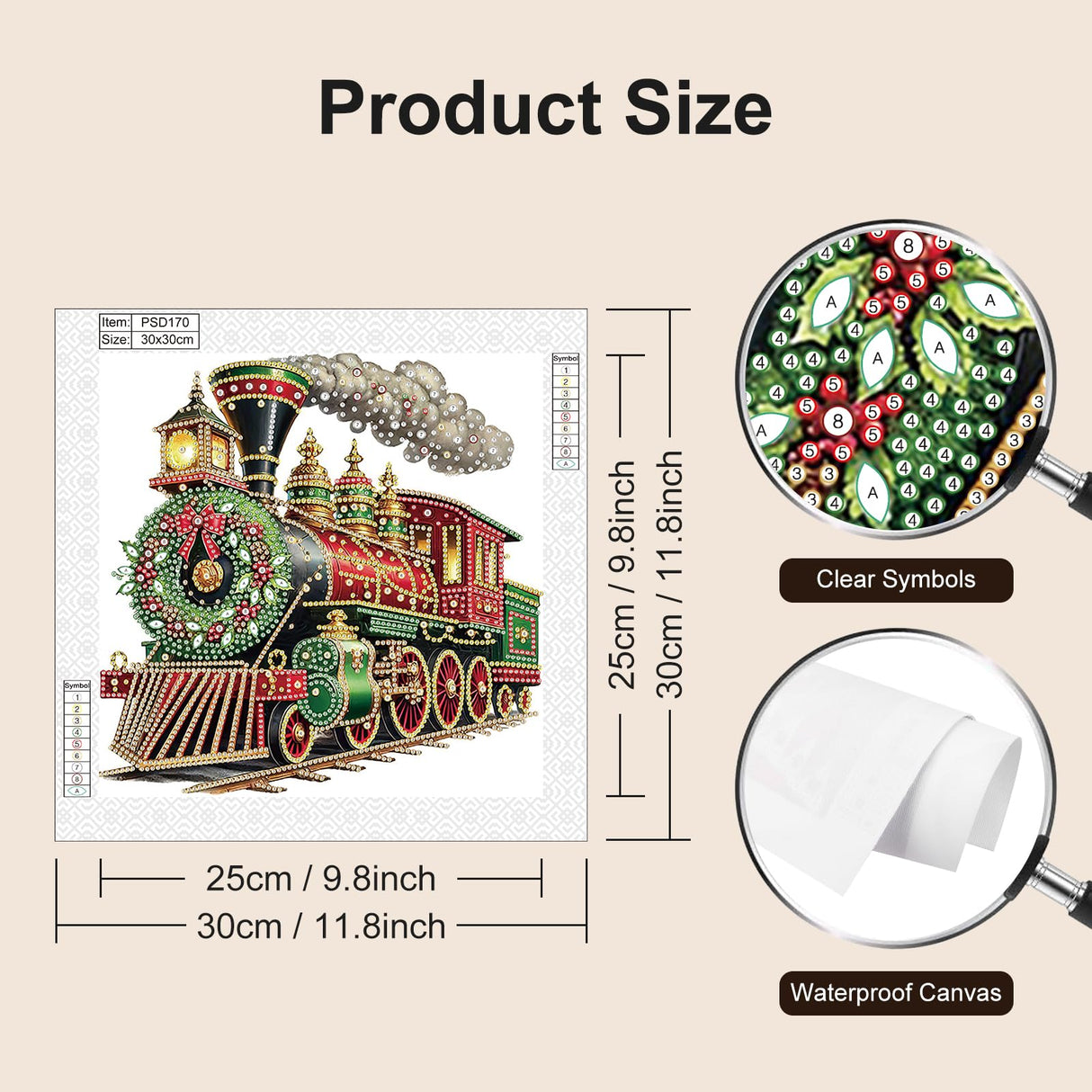 Stalente Diamond Painting Kits for Adults Christmas Train, 5D Special Shape Diamond Art Kits for Beginners, Crystal Rhinestones Diamond Painting for Home Wall Decoration Gift 12×12inch Stalente