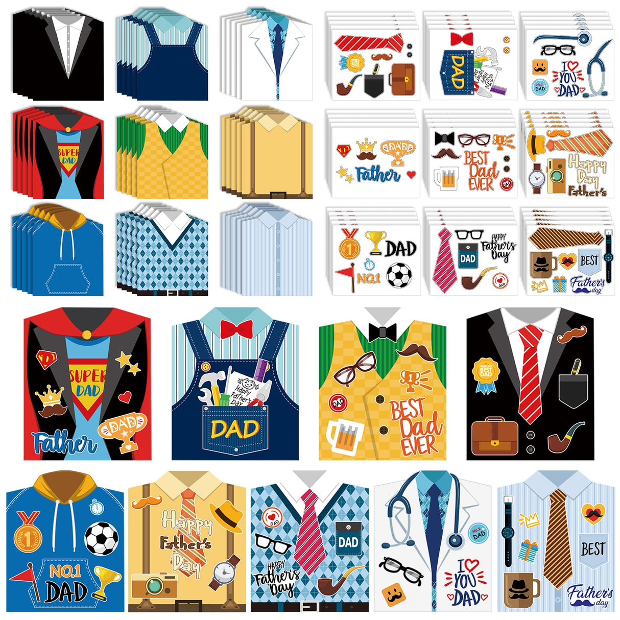 45 Set Father's Day Card Making Kits for Kids, Father's Day Shirt DIY Crafts, Bulk Father's Day Handmade Crafts for Classroom. (Father 45) Sereliy
