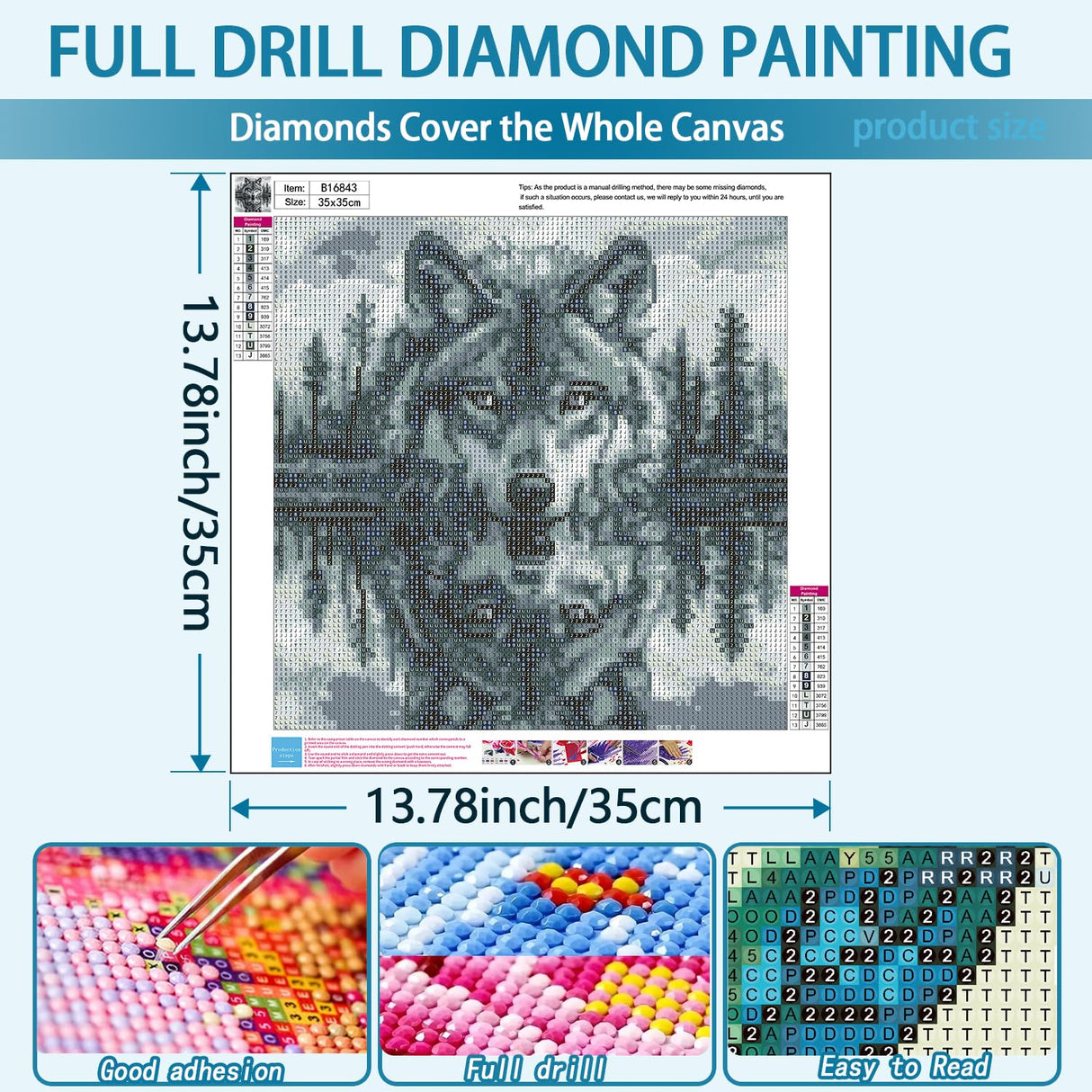 TOPMCYSG Forest Wolf Diamond Art Kits for Adults,Landscape 5D Diamond Painting Kits for Beginners,DIY Round Full Drill Diamond Dots Paintings Picture Gem Art Craft for Home Wall Decor 13.78x13.78 in TOPMCYSG