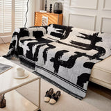 VClife Boho Couch Cover Black and White Sofa Cover Thick Non-Slip Chenille Couch Cover for 3 Cushion Couch Sofa (71" X 134") Pet-Friendly Breathable L Shape Sofa Cover Loveseat Cover with Tassel VClife