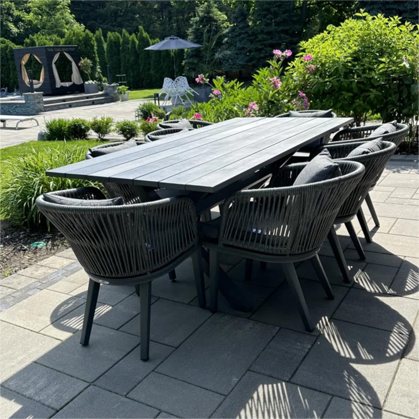 PURPLE LEAF 9 Pieces Patio Dining Sets All-weather Wicker Outdoor Patio Furniture with Table All Aluminum Frame for Lawn Garden Backyard Deck Outdoor Dining Sets with Cushions and Pillows, Gr - WoodArtSupply