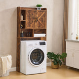 Viroformo Over The Toilet Storage Cabinet, Farmhouse Storage Cabinet 32 Inches Width Over Toilet with 2 Barn Door and Toilet Paper Holder Stand, White Toilet Rack for Bathroom, Laundry, Restroom Viroformo