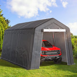 YITAHOME 8 x 14 FT Carport Car Canopy Heavy Duty Galvanized Frame Car Shelter Car Canopy Tent with Removable Sidewalls, Portable Garage Tent Boat Shelter - Gray YITAHOME