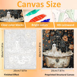 Mandun 3 Pack Halloween Paint by Numbers Kit for Adults with Frame, Ghost Paint by Numbers, Adult Gift Craft Kits 7.8x11.8Inch with Frame and Easel Mandun